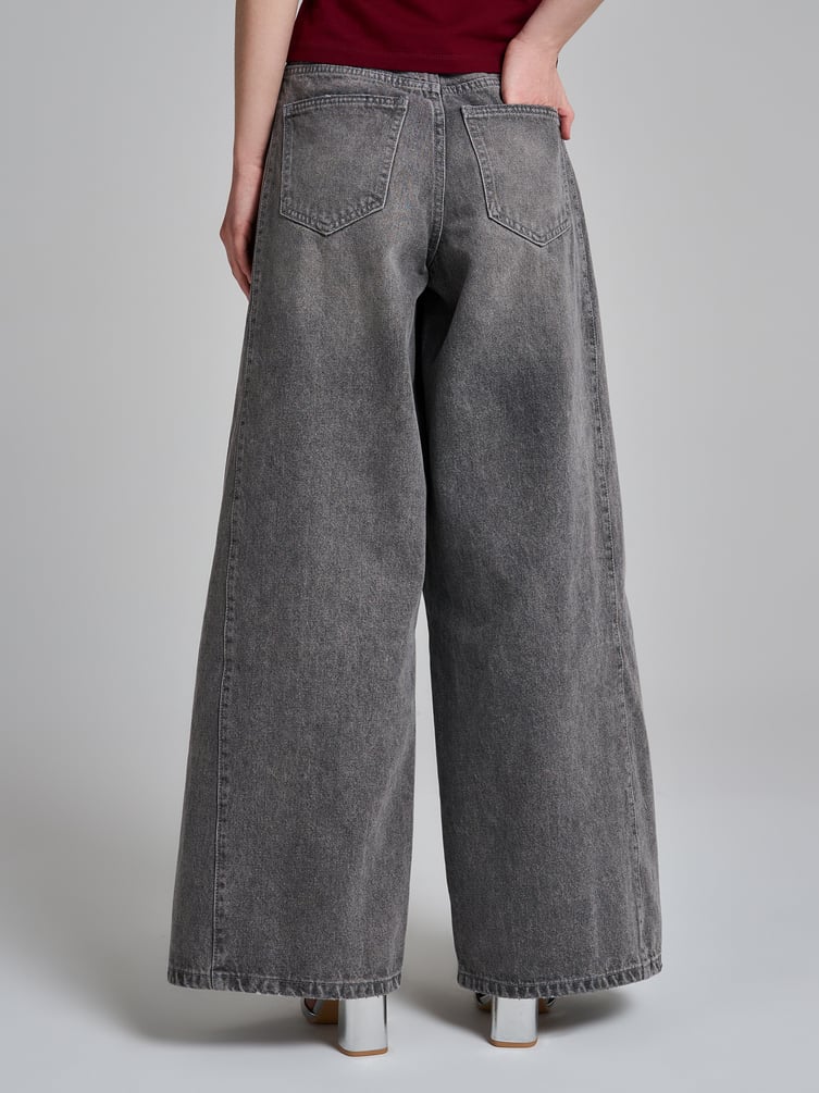 Джинсы широкие с завышенной талией