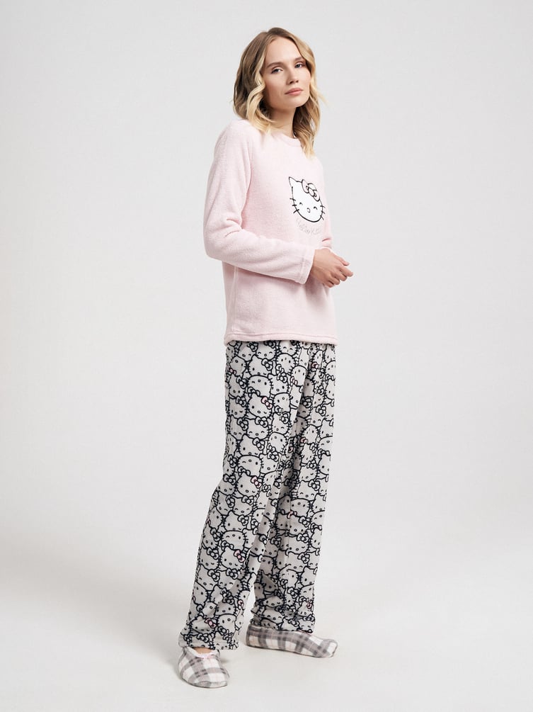 Плюшевая осенняя пижама с вышивкой Hello Kitty