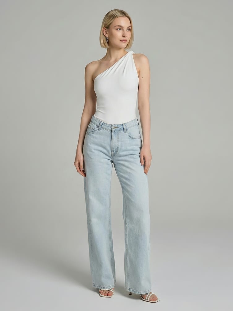 Боди нарядное с лямкой на одно плечо