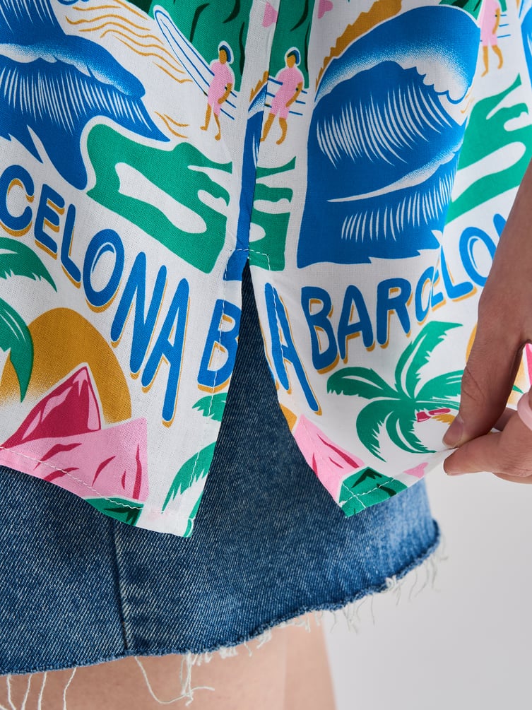 Рубашка гавайская с принтом