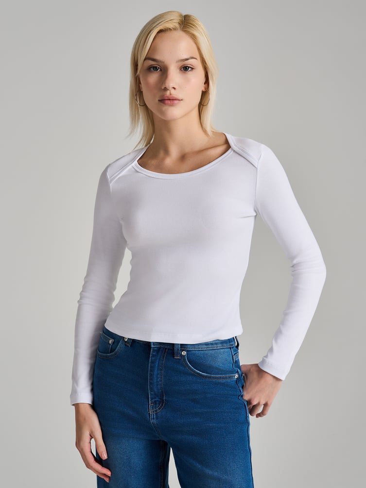 Лонгслив приталенный из хлопка