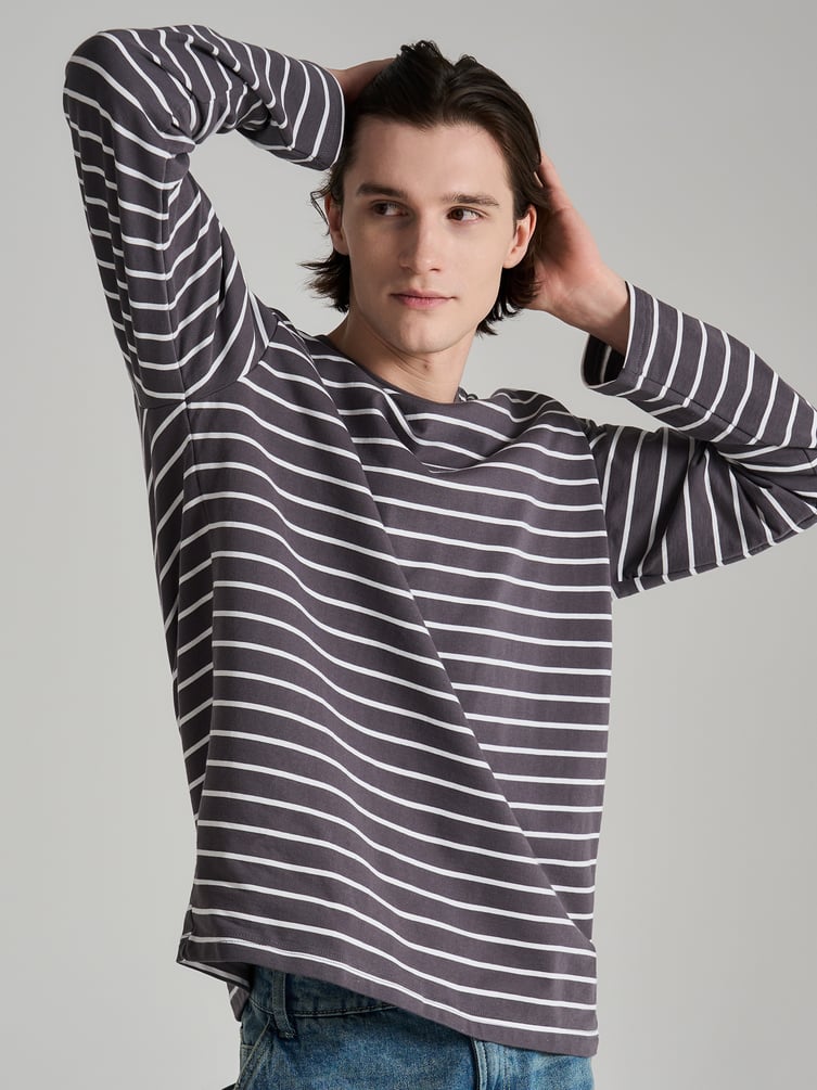 Полосатый лонгслив оверсайз