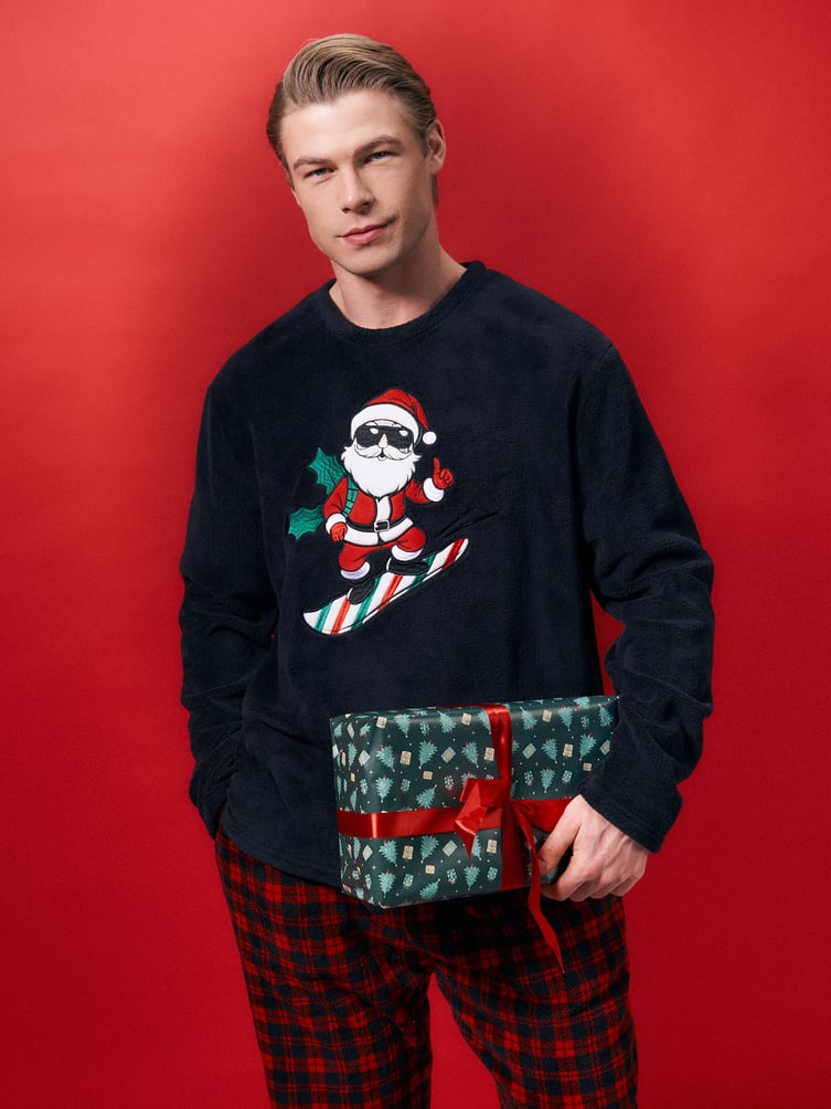 Теплая плюшевая пижама с Санта Клаусом