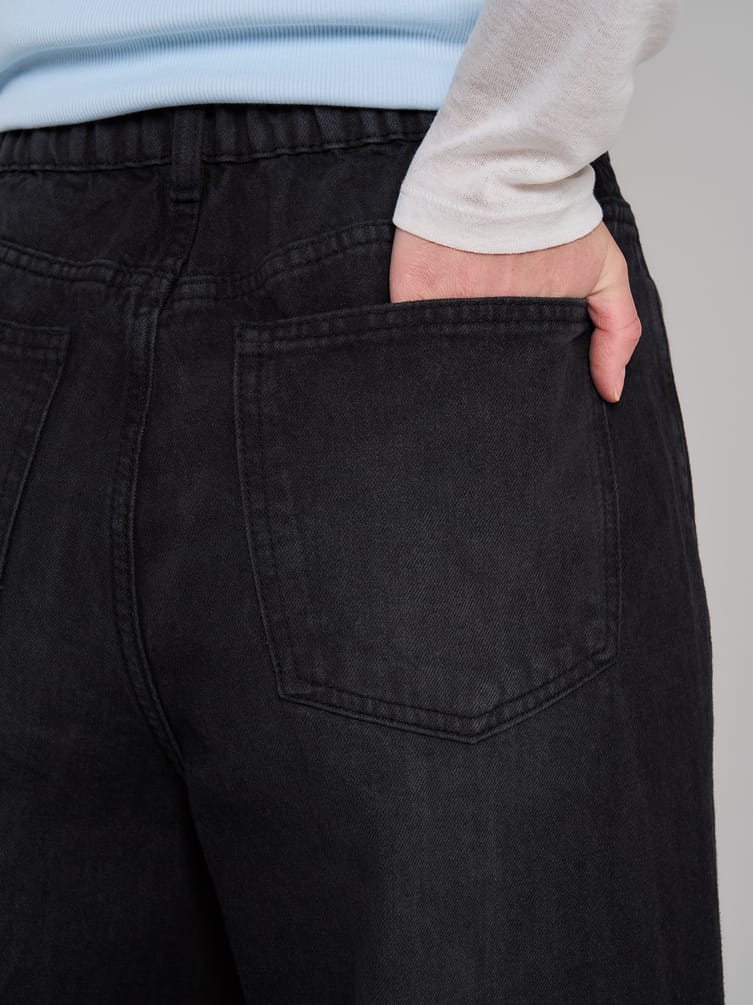 Джинсы широкие на резинке