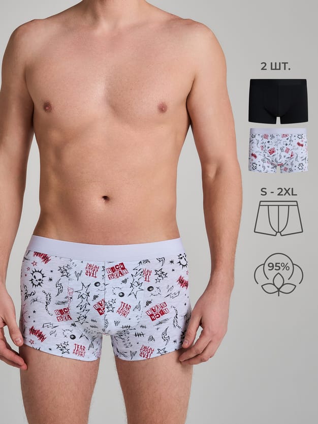 Трусы-боксеры - 2 шт. с принтом