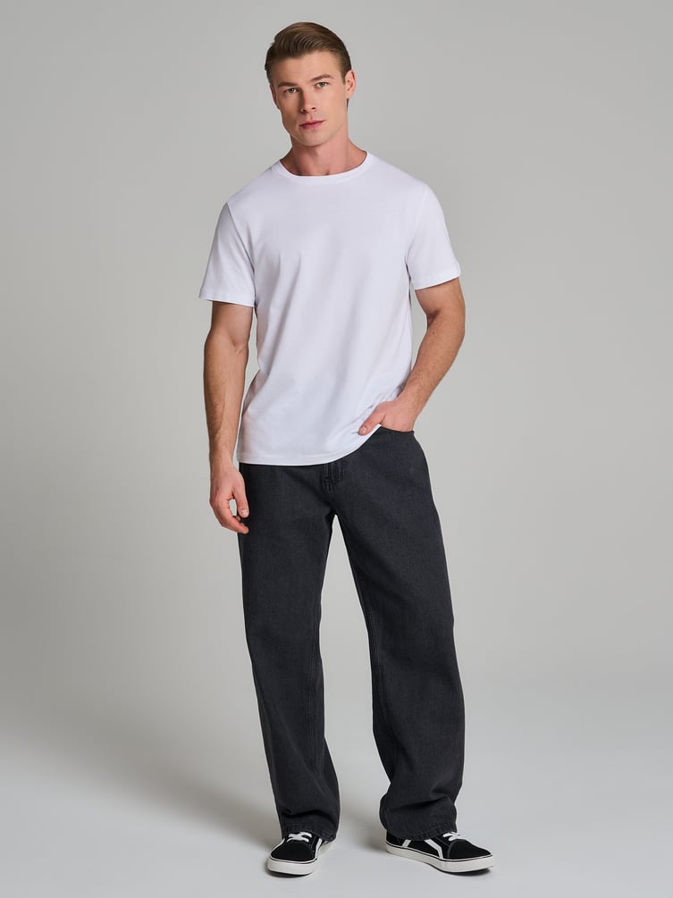 Джинсы багги широкие с вареный эффектом