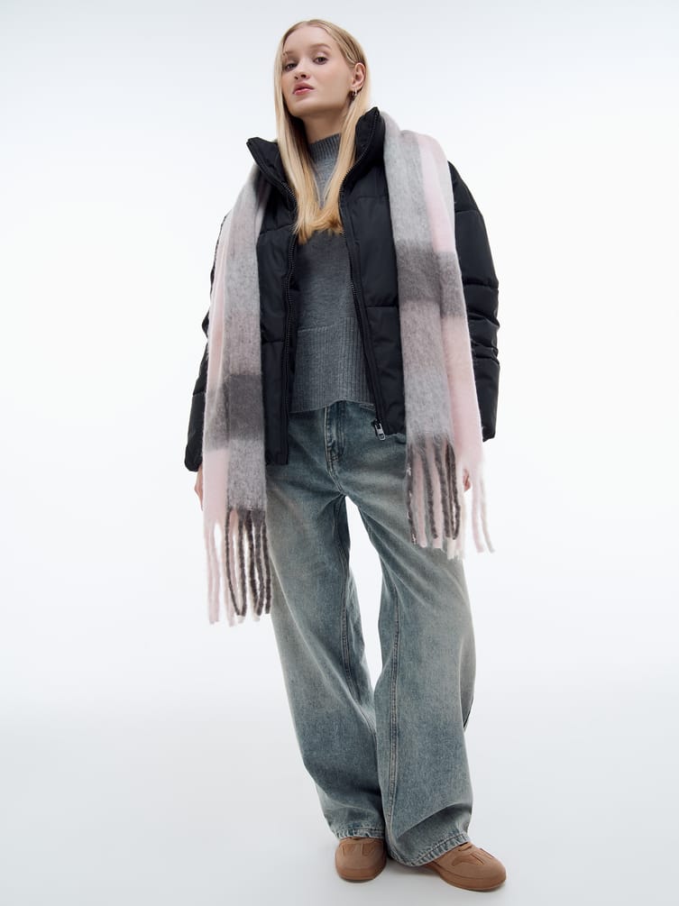 Зимний шарф палантин в клетку