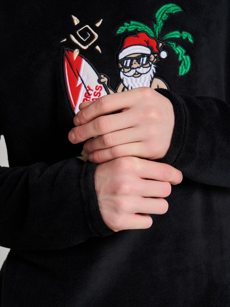 Плюшевая пижама с принтом Санты Клауса