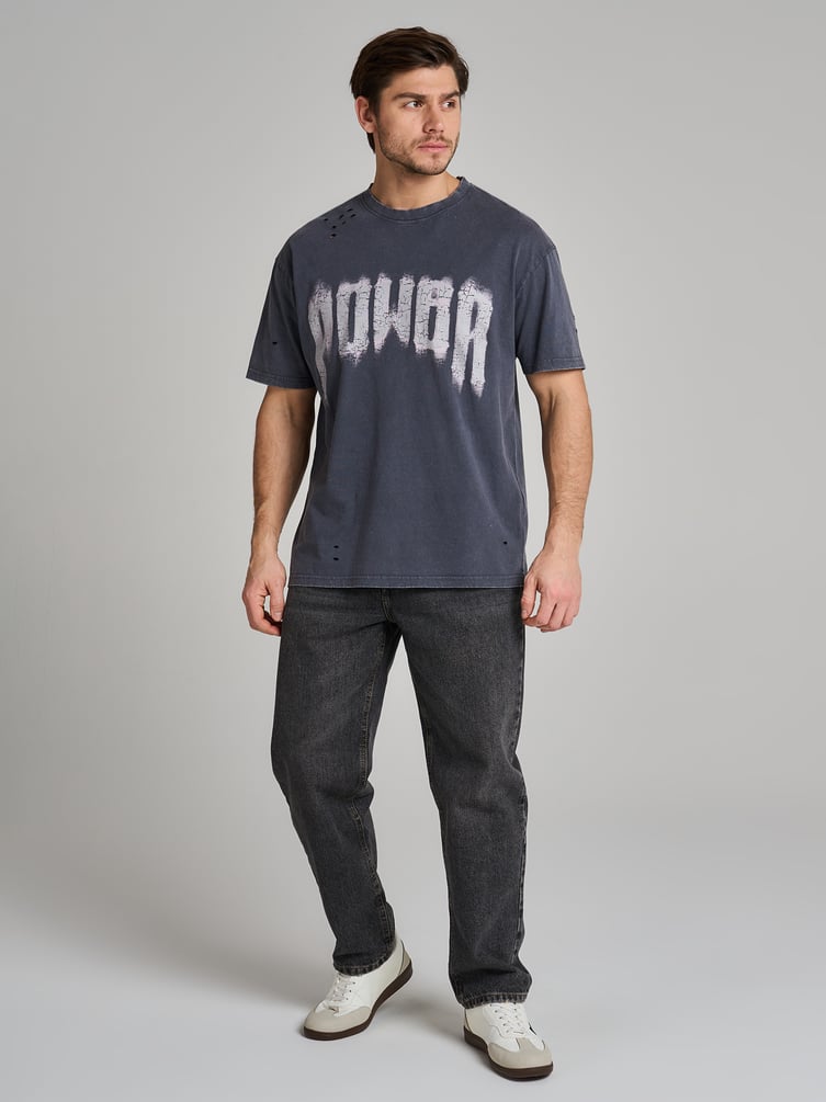 Футболка оверсайз рваная с надписью