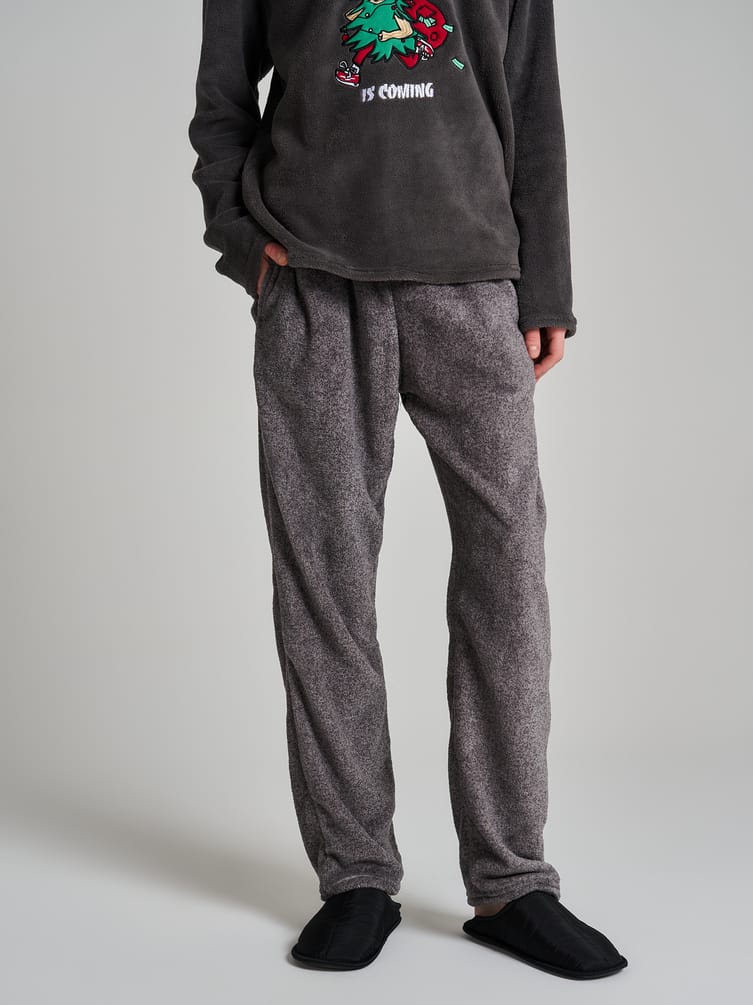 Пижама плюшевая новогодняя с брюками