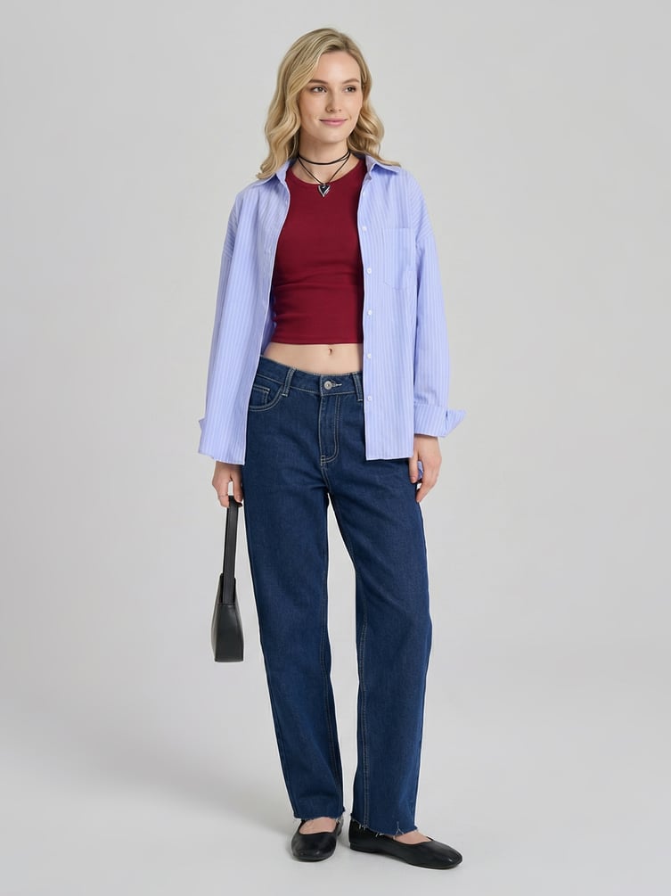 Джинсы прямые с необработанными краями