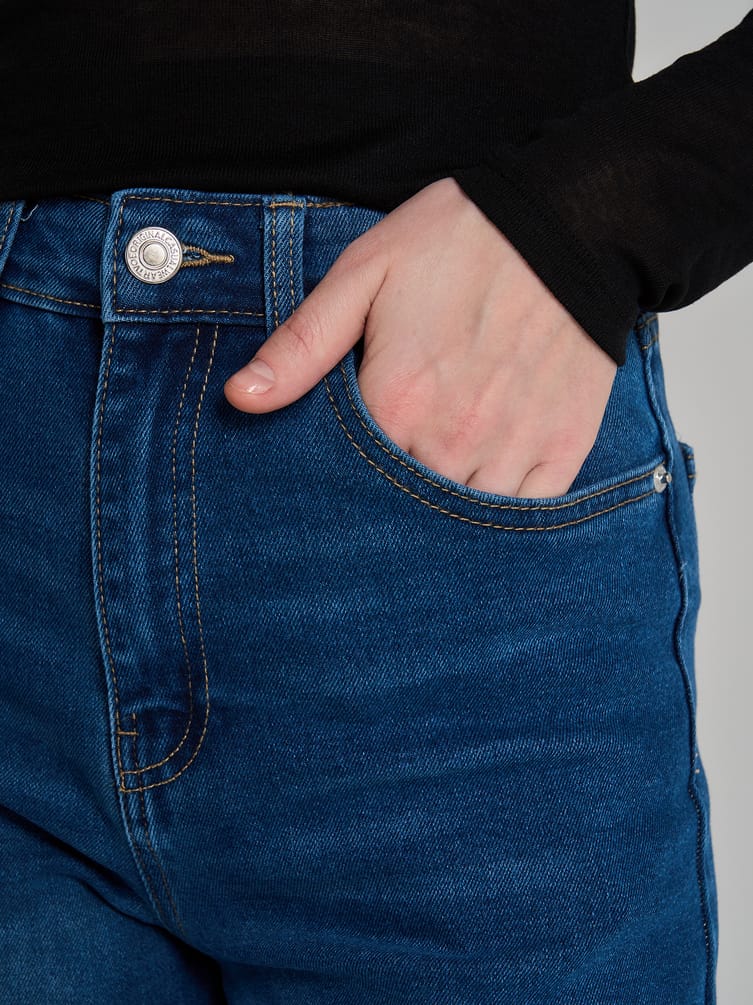 Джинсы широкие с завышенной талией