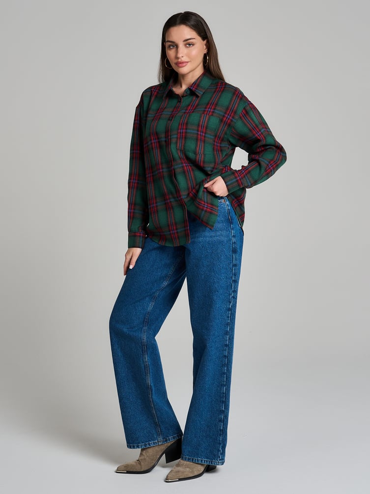 Рубашка осенняя в клетку оверсайз