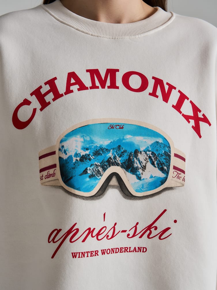 Утепленный свитшот с принтом и начёсом