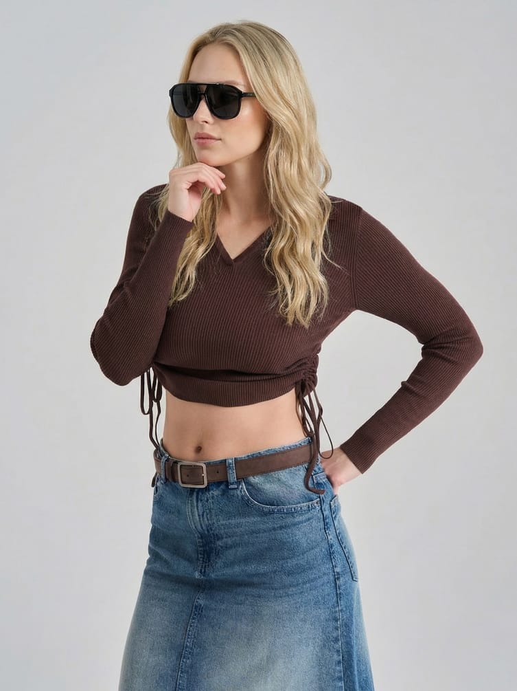 Джемпер приталенный с завязками