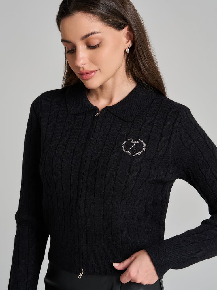 Кардиган на молнии с вышивкой