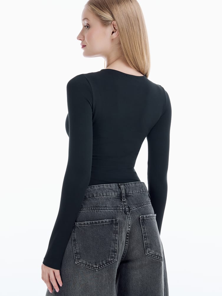 Боди с длинным рукавом и принтом