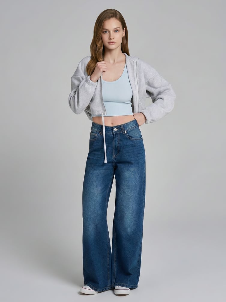 Короткая майка в рубчик на широких бретелях