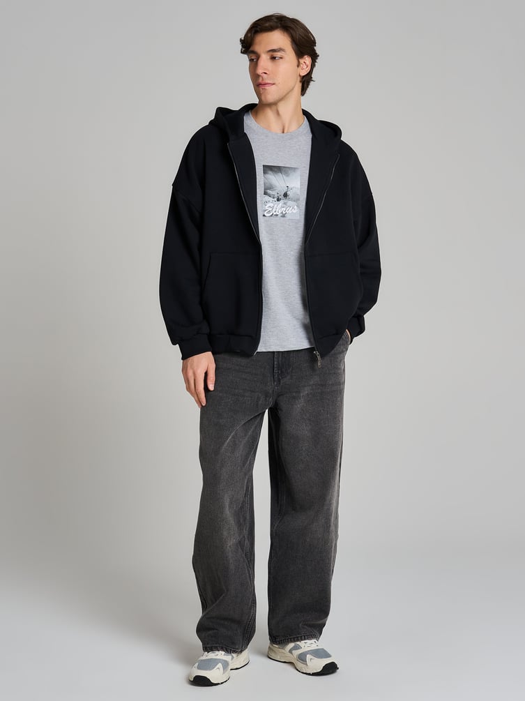 Зип худи оверсайз тёплая с начёсом