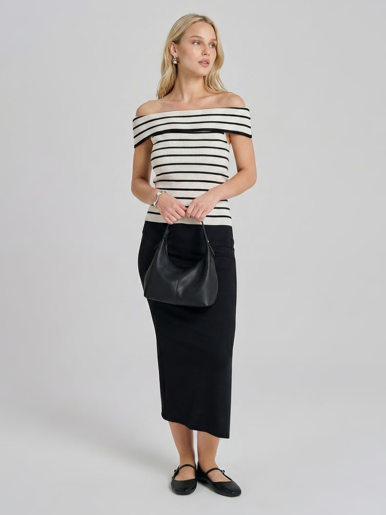 Топ лапша в полоску с открытыми плечами