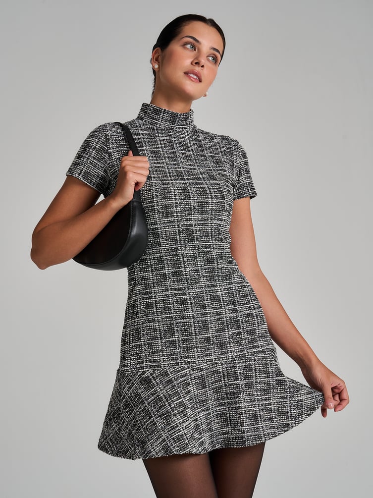 Твидовое мини платье с люрексом