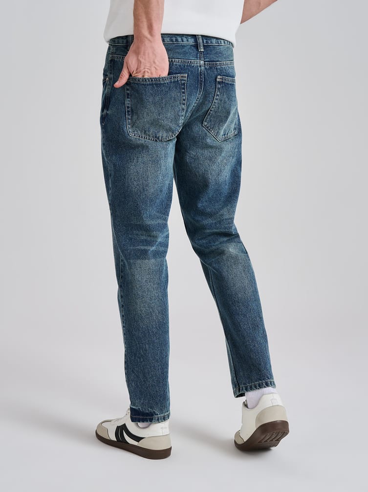 Джинсы прямые укороченные с разрезами