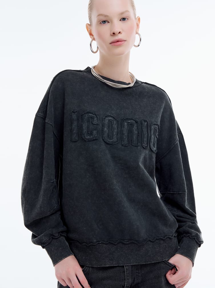 Свитшот с вареным эффектом и надписью