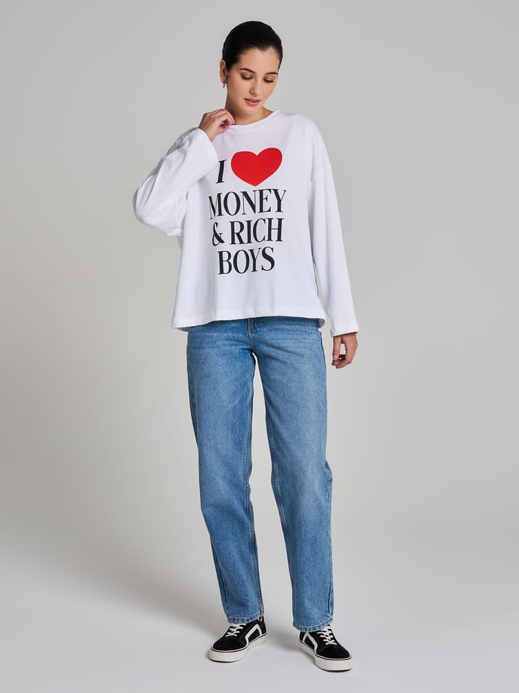 Лонгслив оверсайз хлопковый с надписью