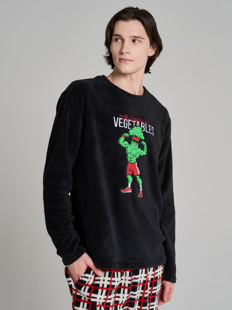 Пижама плюшевая с вышивкой и брюками