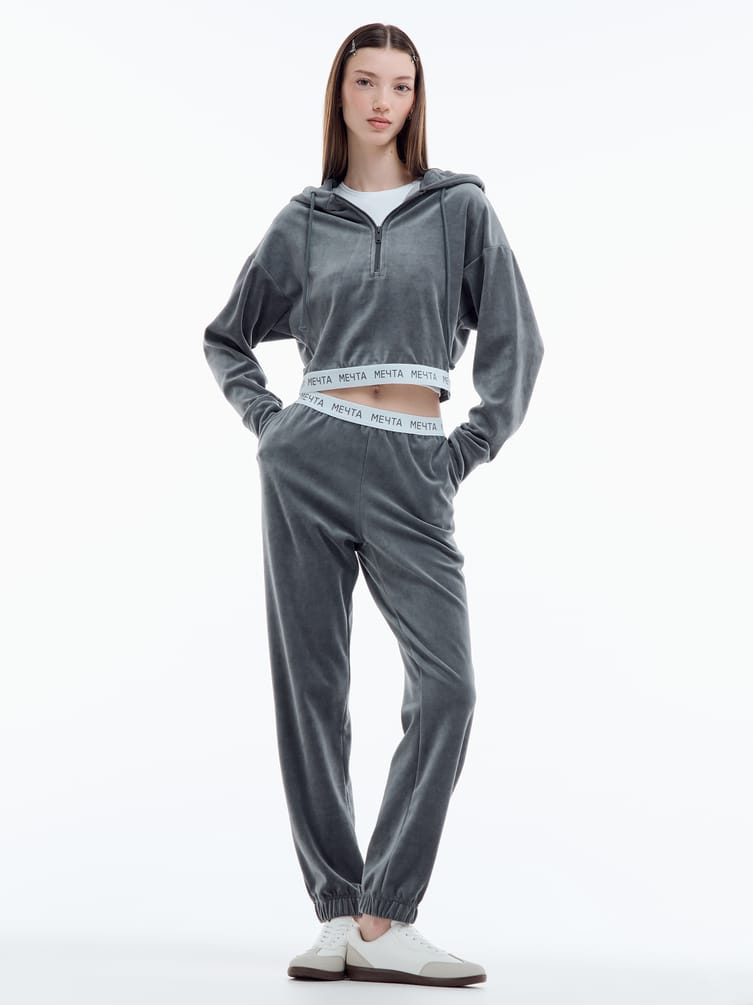 Домашняя вельветовая Half zip толстовка