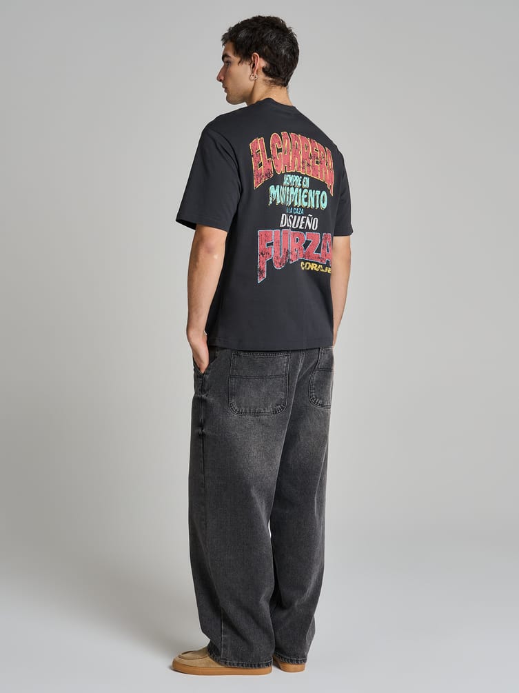 Футболка из хлопка с принтом на спине