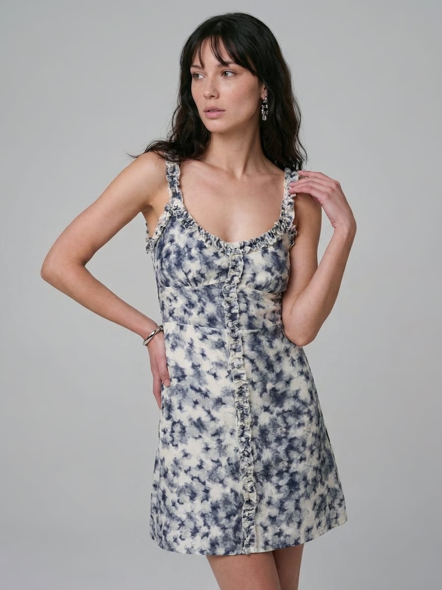 Сарафан мини с рюшами