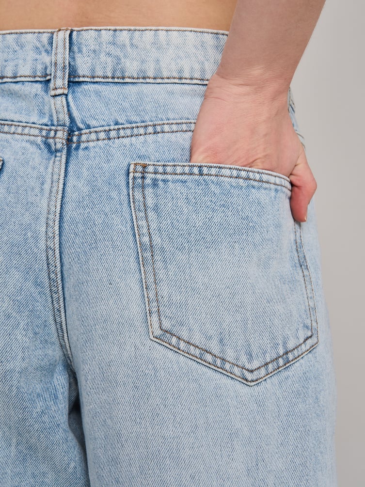 Джинсы широкие багги с бантиками