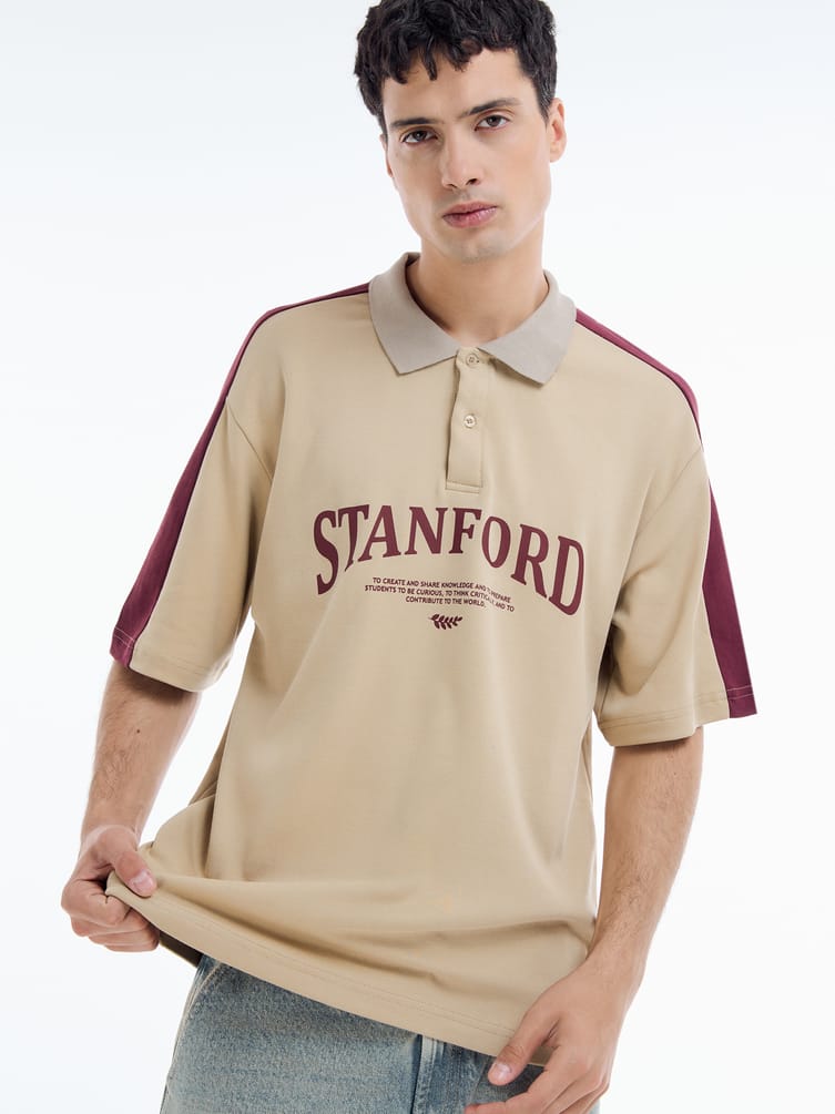 Поло с коротким рукавом и надписью Stanford