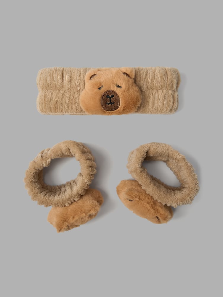 Набор повязка для волос и браслеты для умывания