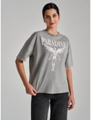 Хлопковая футболка оверсайз варенка с принтом