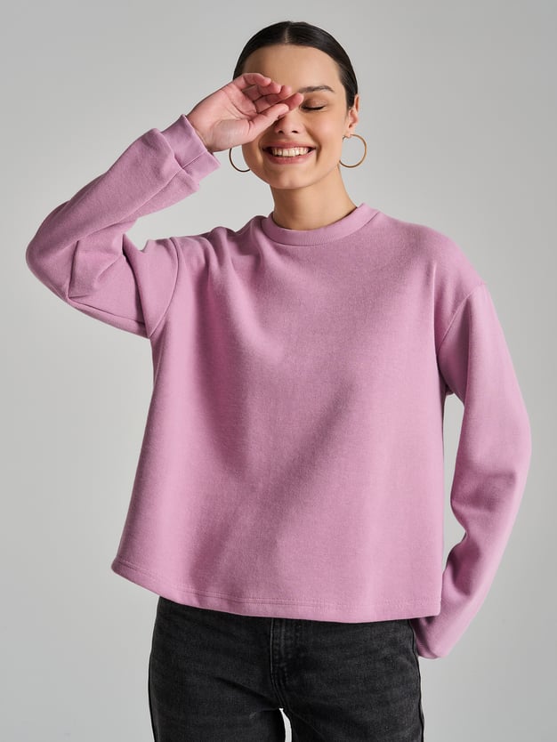 Трикотажный свитшот в рубчик