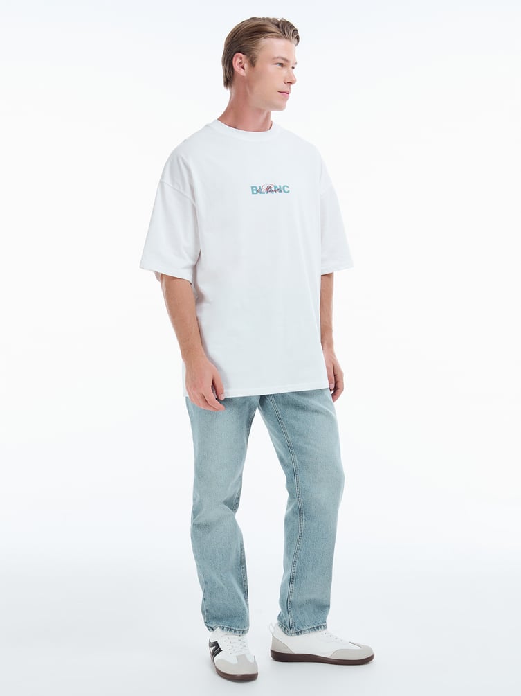 Футболка оверсайз с принтом гор на спине