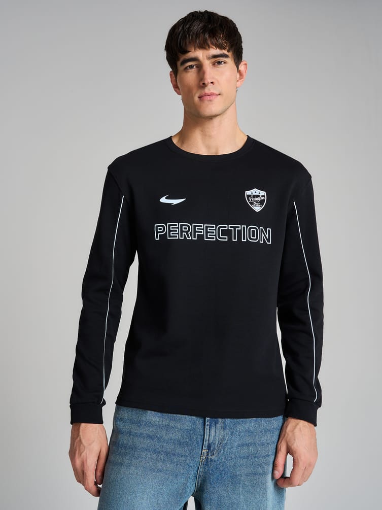 Лонгслив из хлопка с надписью Perfection