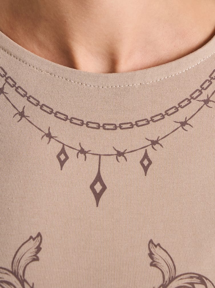 Боди с длинным рукавом и принтом