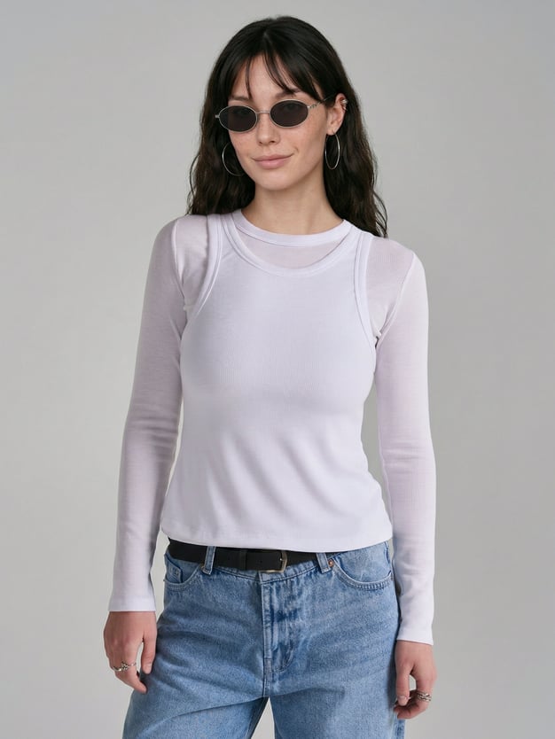 Лонгслив с майкой в рубчик