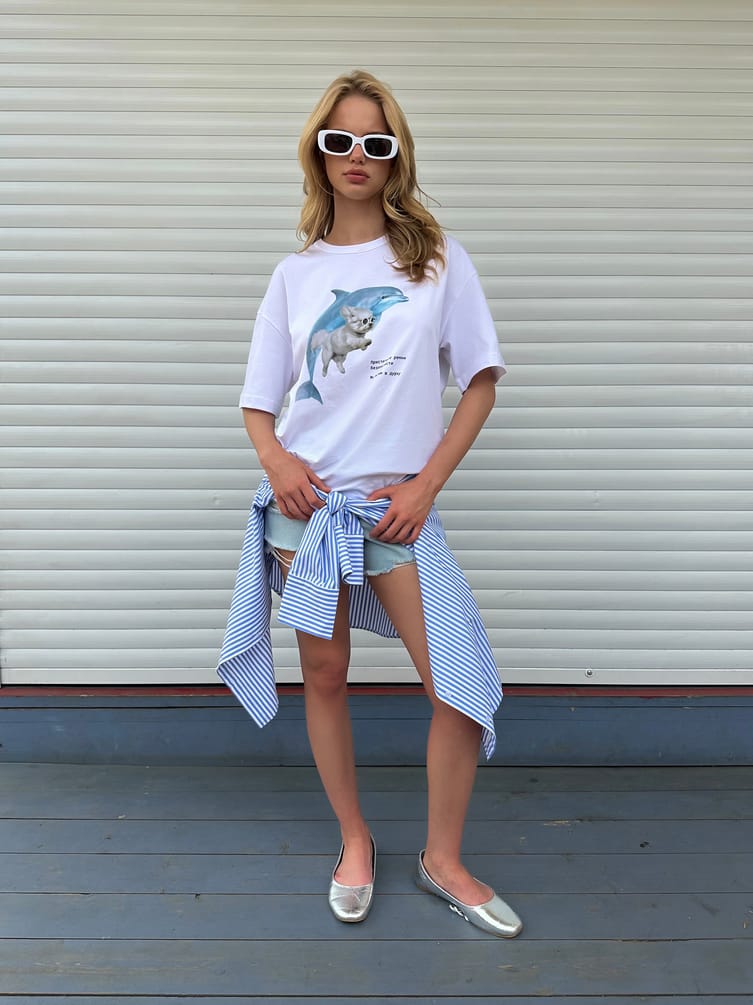 Футболка оверсайз с принтом Мы летим в дурку