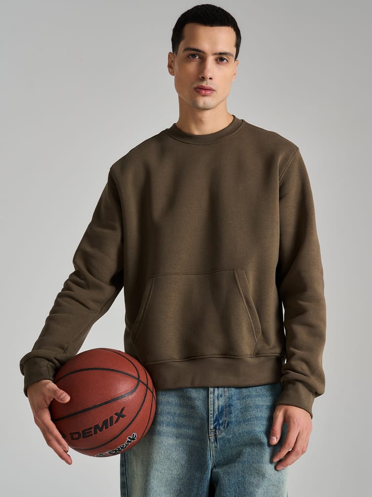 Теплый свитшот с принтом на спине и начесом