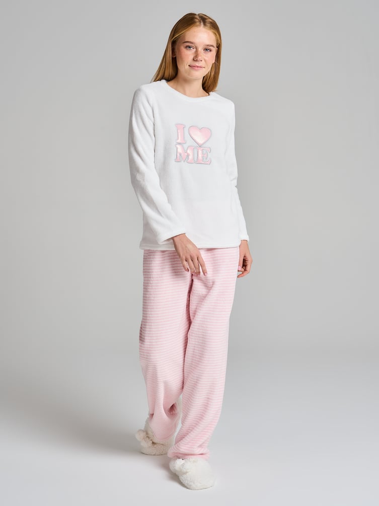 Пижама плюшевая с надписью и брюками