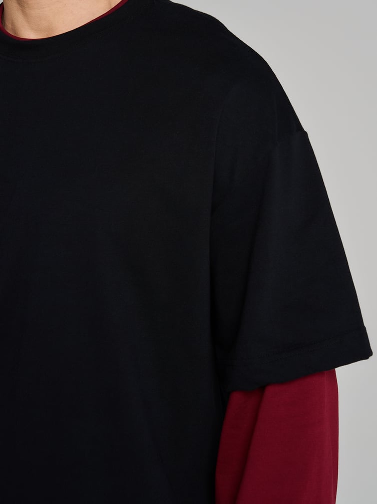 Лонгслив оверсайз с двойным рукавом