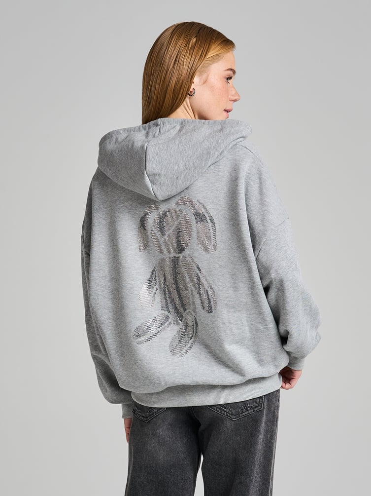 Зип худи оверсайз со стразами на спине