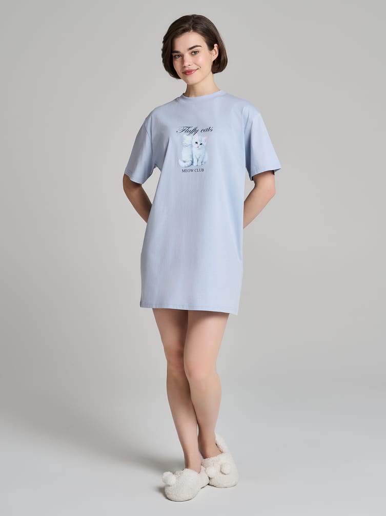 Ночная сорочка из хлопка с принтом