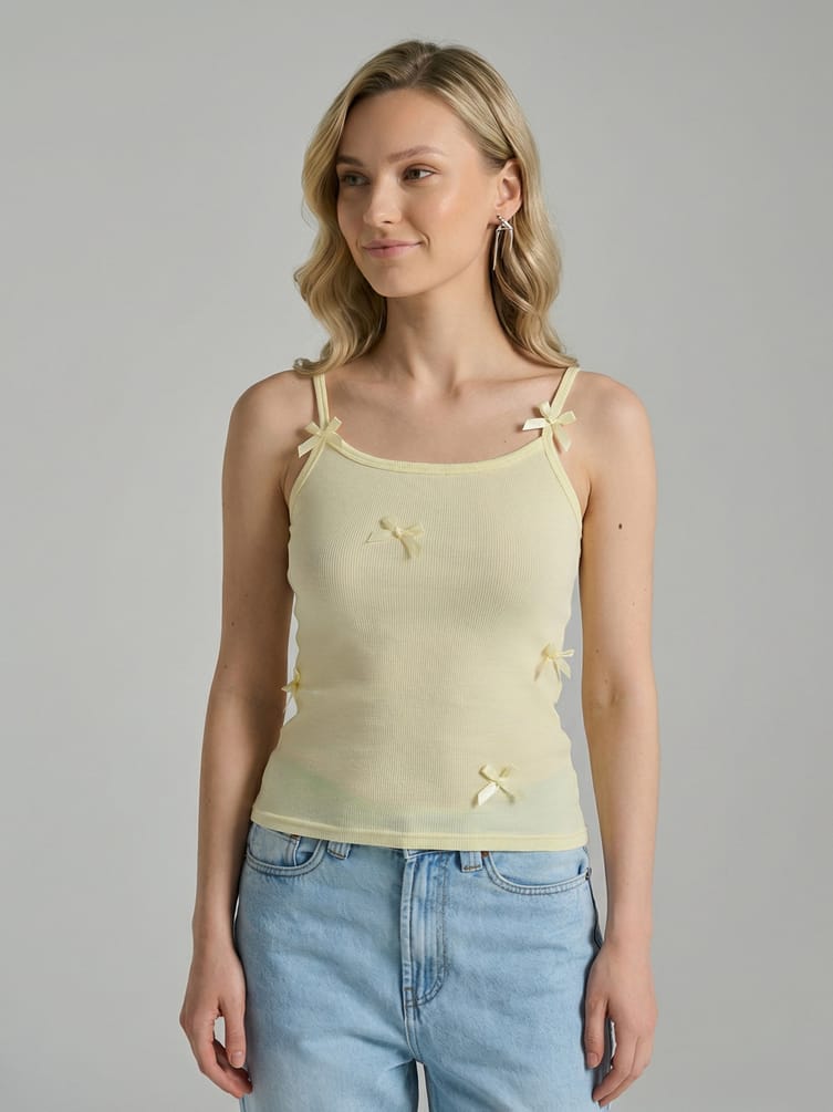 Майка в рубчик с бантиками