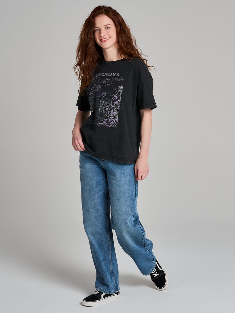 Футболка из хлопка с японским принтом