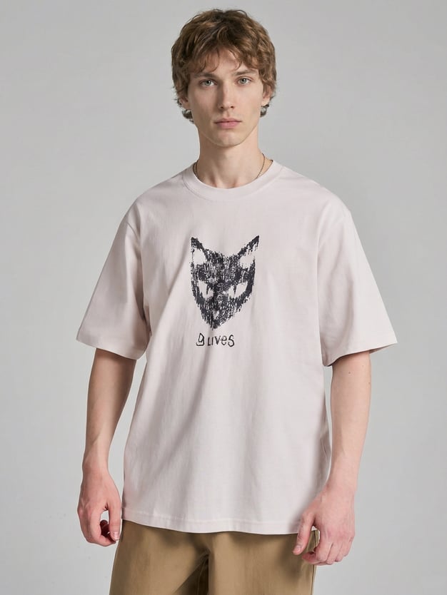 Футболка из хлопка с принтом кошки